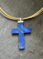 Preview: Lapislazuli Kreuz mit Silberkappe